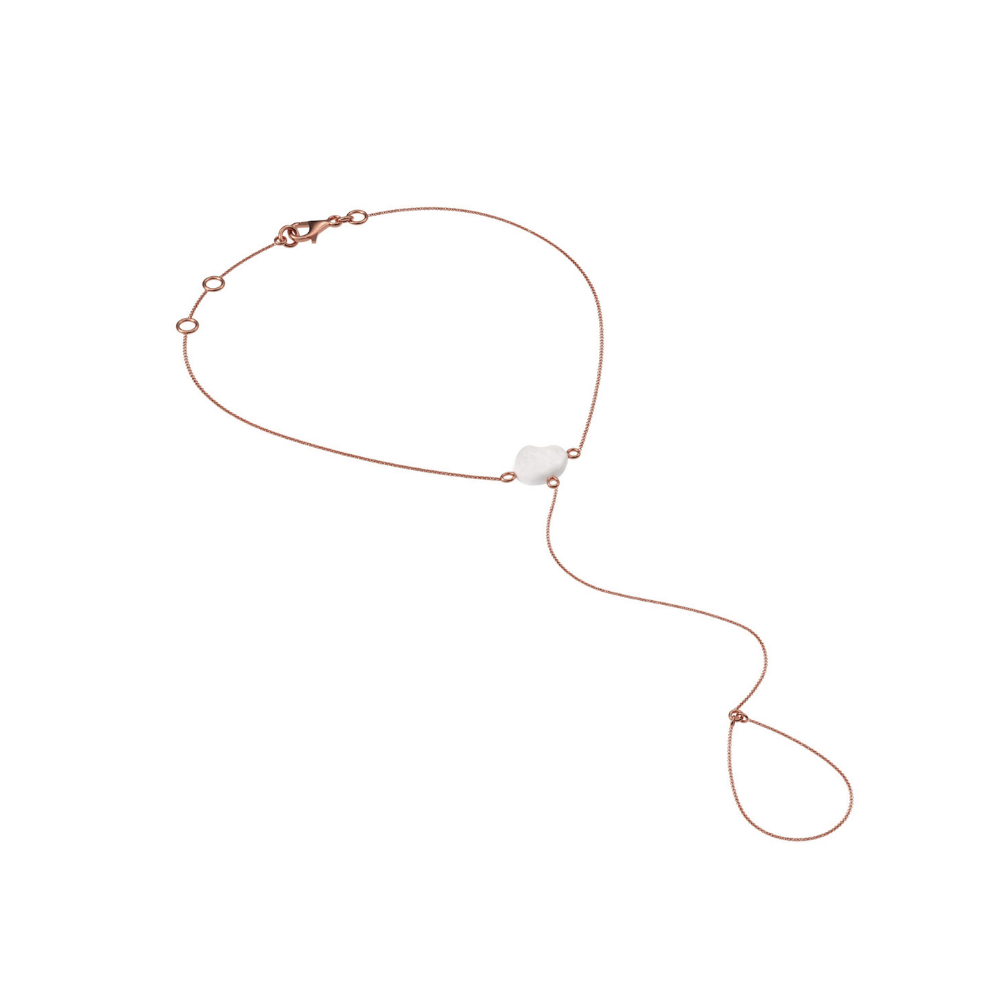 Finger Chain Bracelet - White Pearl