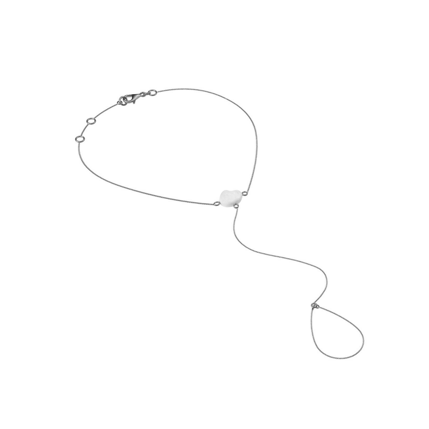 Finger Chain Bracelet - White Pearl